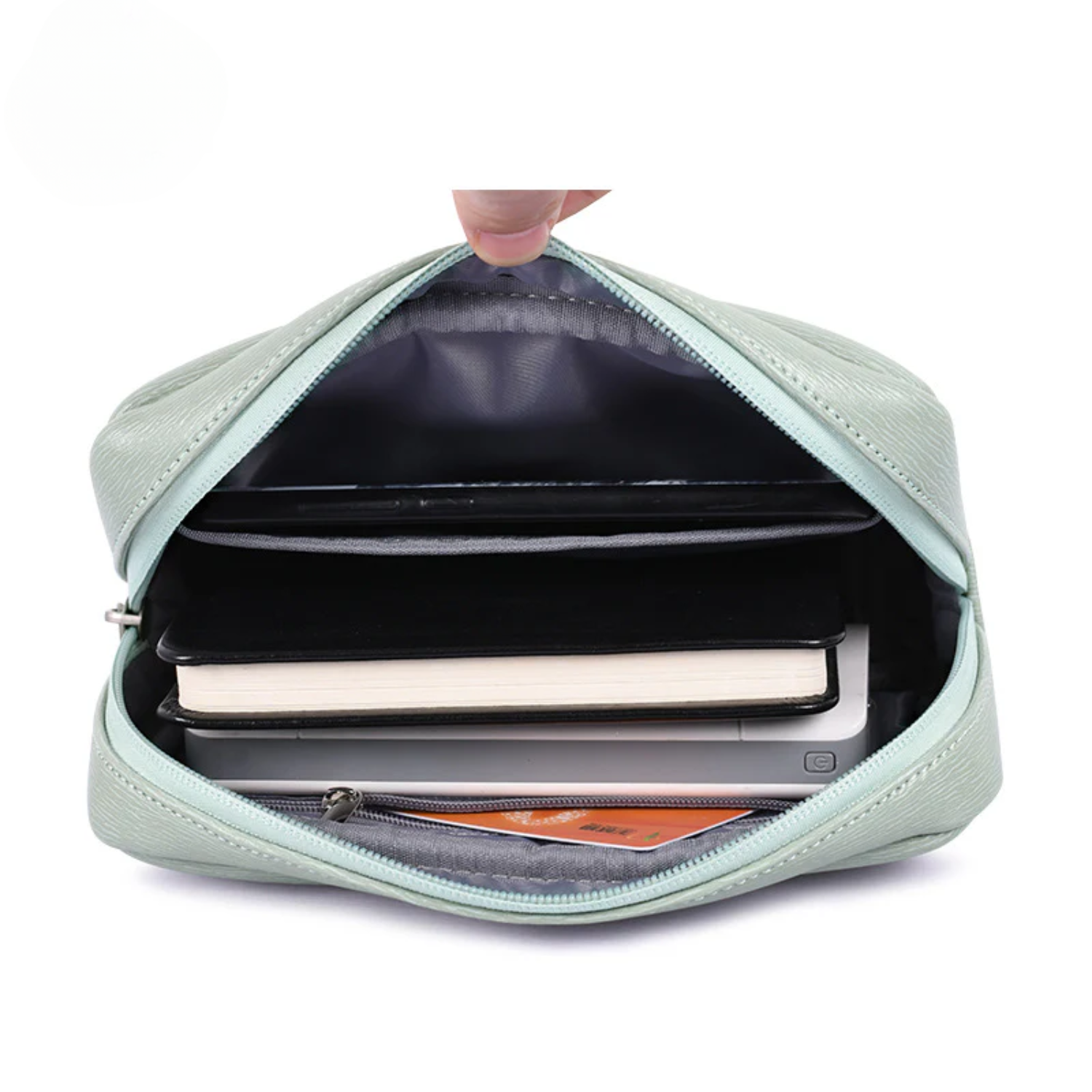 PU Leather Digital Storage Bag – Compact Accessories Organizer for Cables & Hard Drive