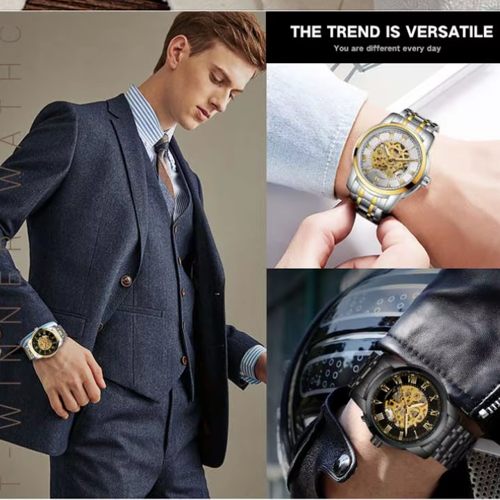 T-Winner Luxury Men’s Automatic Mechanical Watch – Stainless Steel, Water Resistant