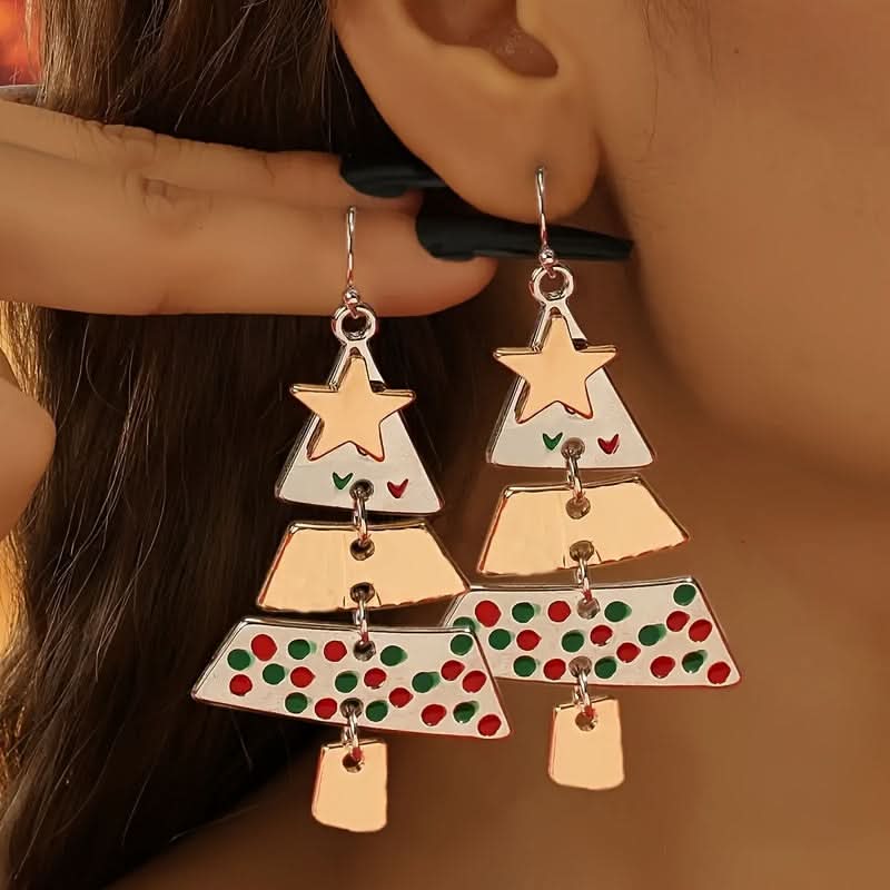 Christmas Tree Pendant Earrings for Her- Pack of 2 Pairs