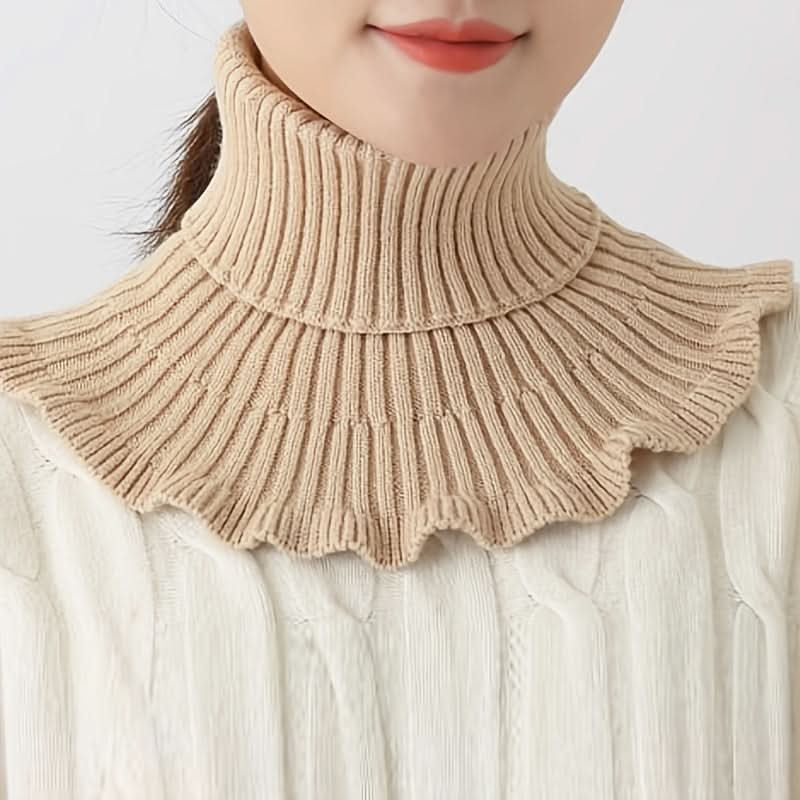 Winter Women's Coldproof Knitted Neck Scarf – Red Fake Collar