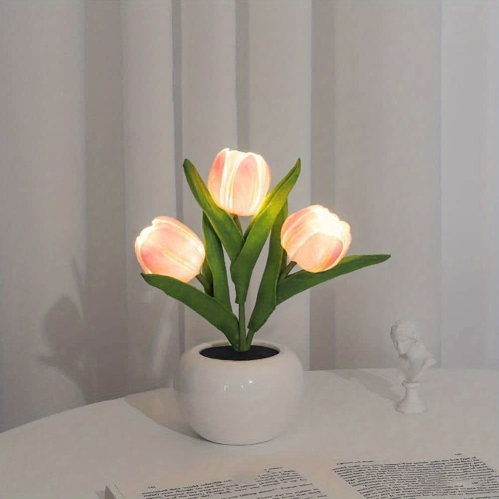LED Tulip Simulation Night Light - Romantic Vase Decor