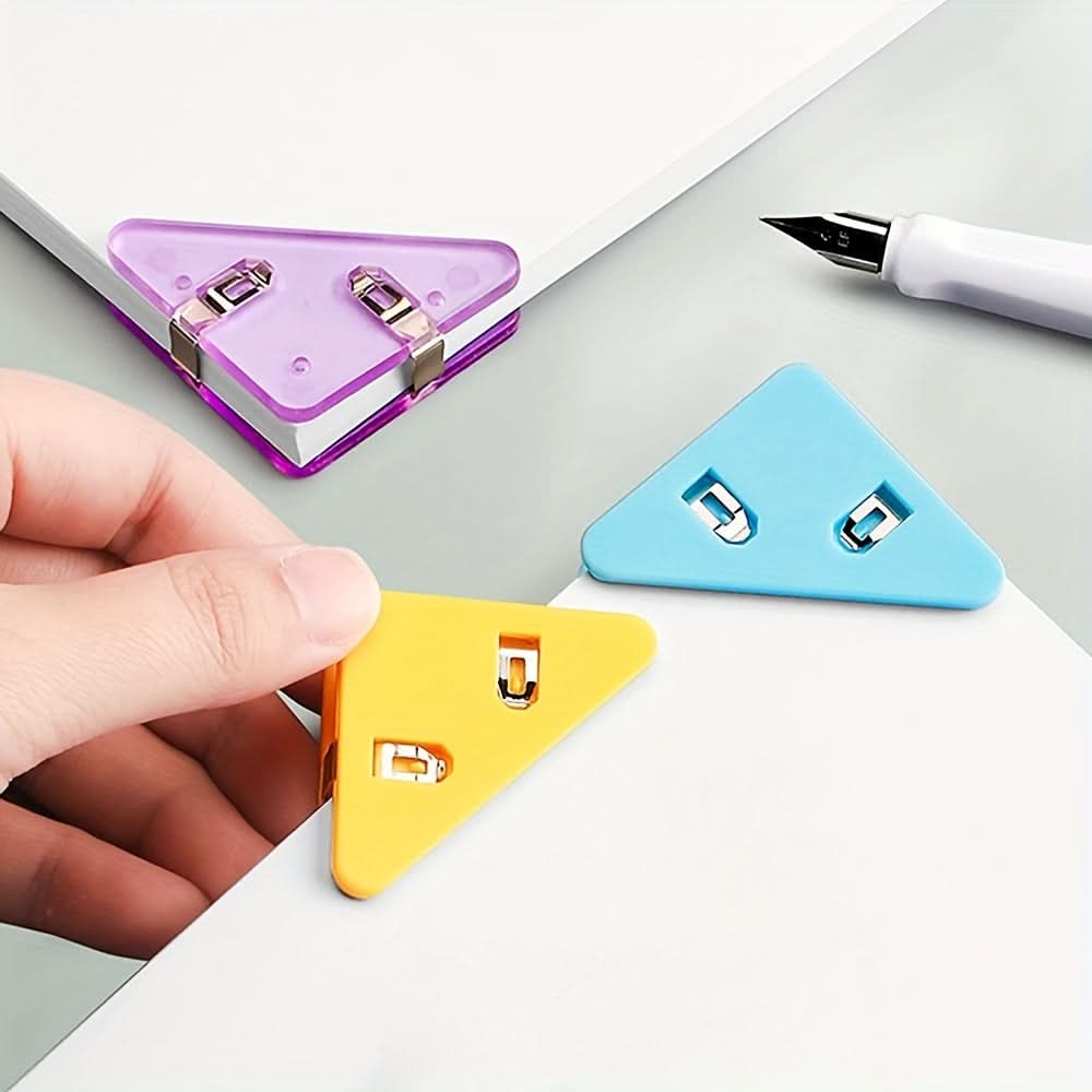 10-Pack Colorful Triangle File Clips for Organization