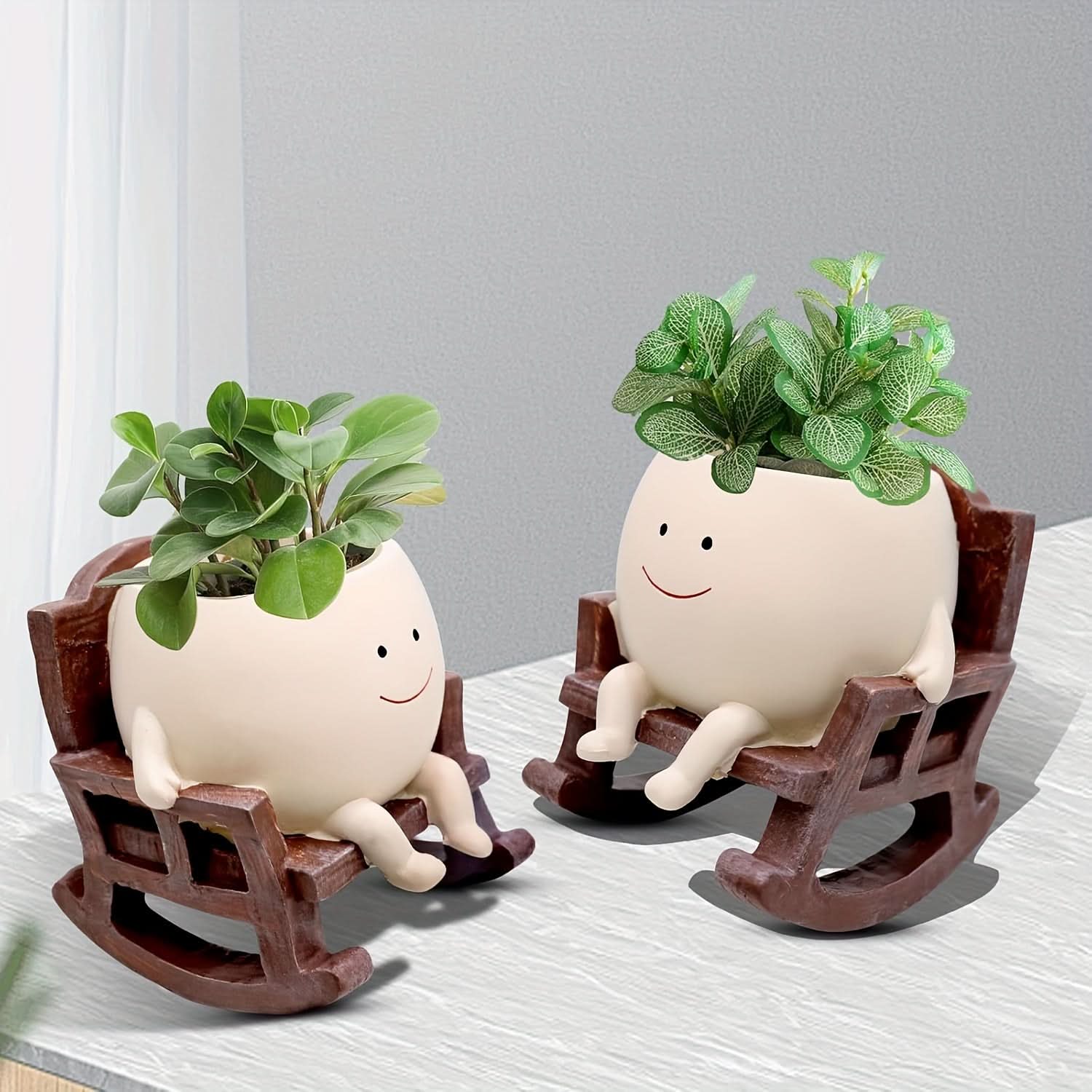 Smiling Face Resin Planter Pot – Rocking Chair Flowerpot