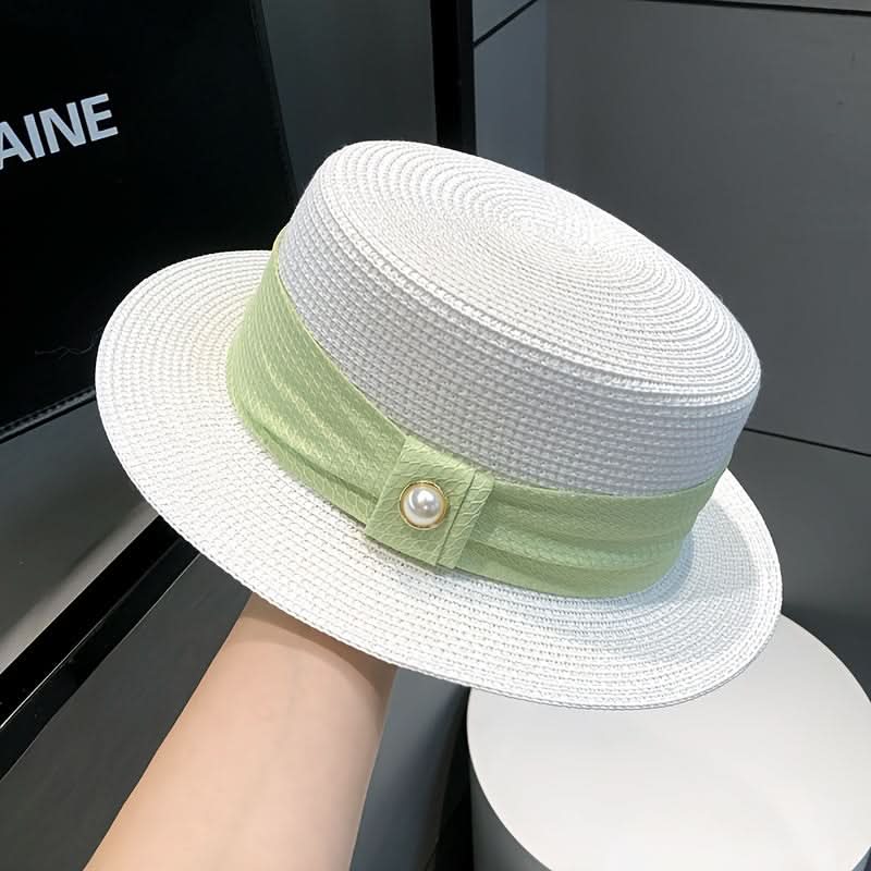 Women’s Straw Sun Hat – Flat Top UV Protection Hat