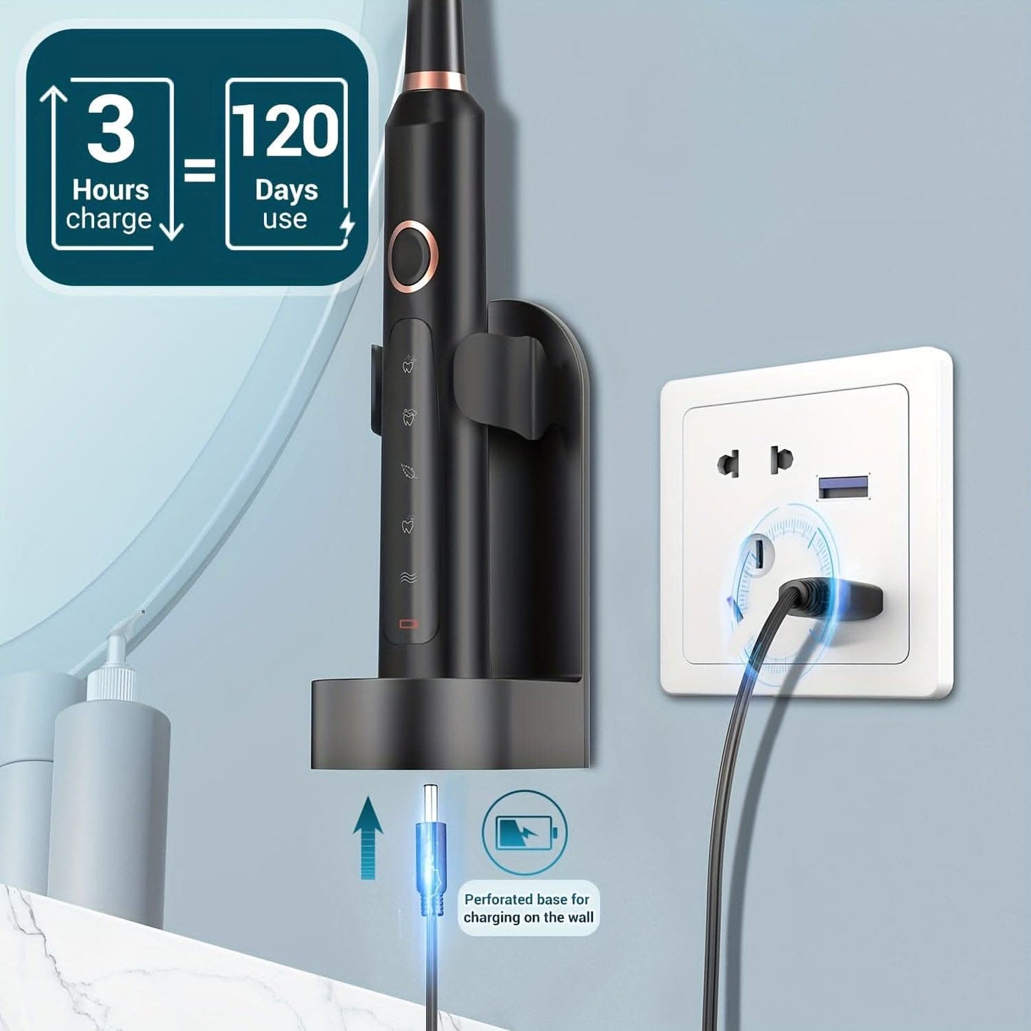 8-Brush-Head Electric Toothbrush for Adults