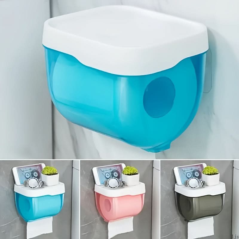 Wall-Mounted Tissue Holder with Storage Shelf – Bathroom Organizer