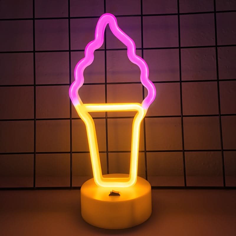 Neon Ice Cream Sign Table Lamp, USB/Battery Powered