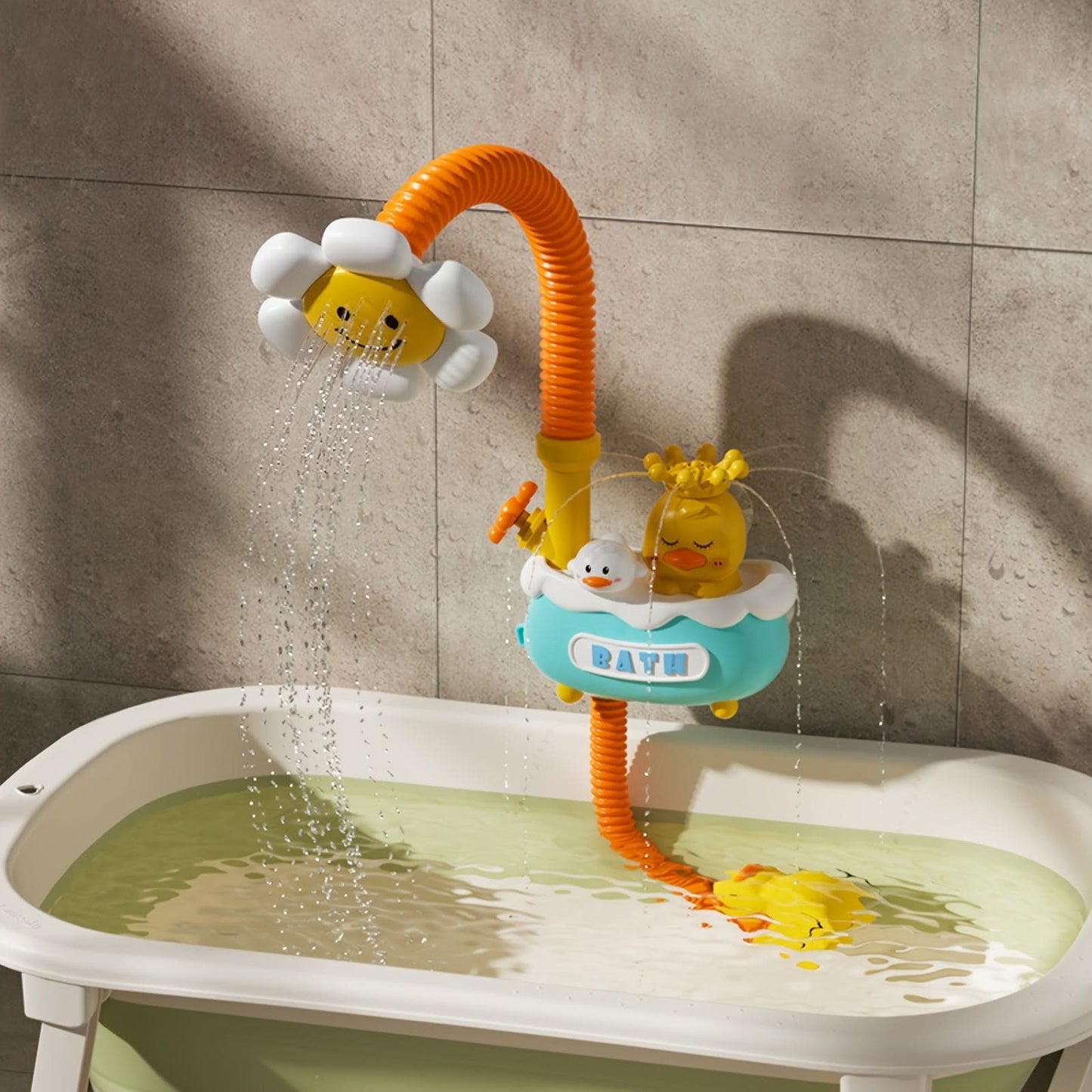Baby Shower Toy with Electric Sprinkler-Fun Duck Water Play Bathtub Toy Set for Infants