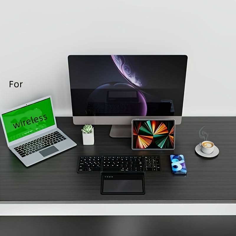 Foldable Wireless Keyboard with Touchpad - Rechargeable Bluetooth Keyboard