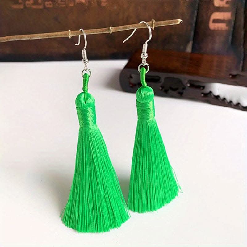 Colorful Tassel Dangle Earrings – Boho Ethnic Style