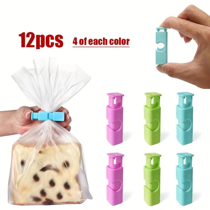 12pcs Premium Bread Bag Clips - Airtight Sealing & Easy Lock