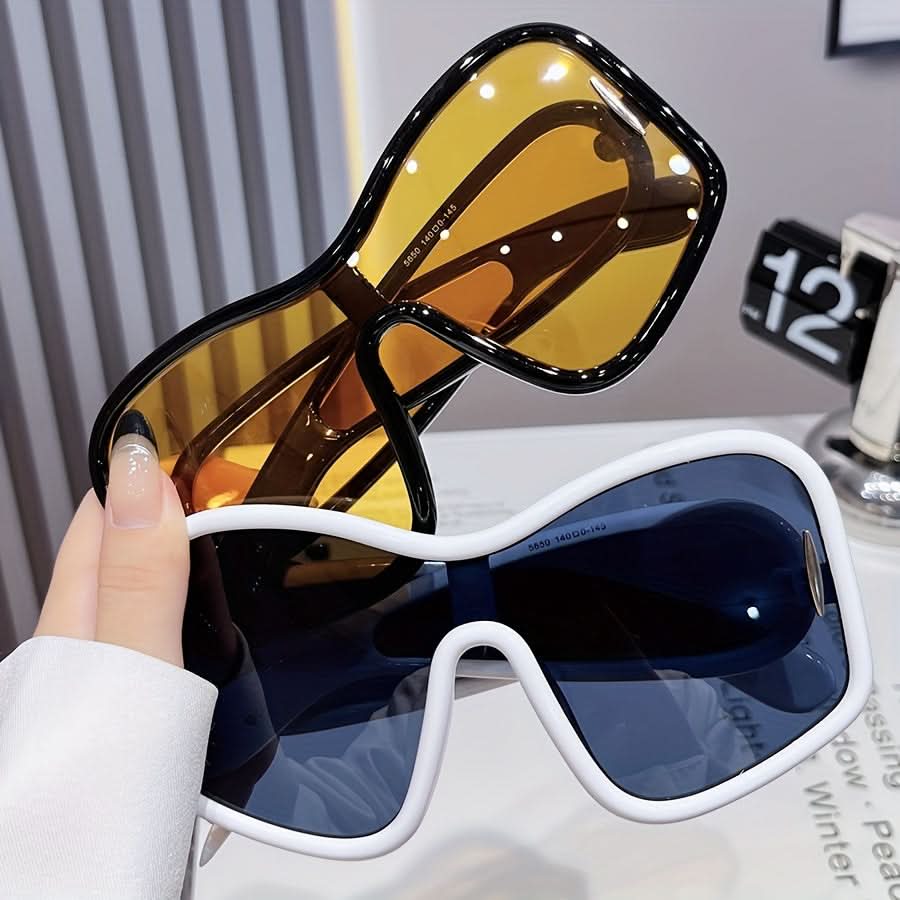 Oversized Square Frame Reflective Lens Glasses