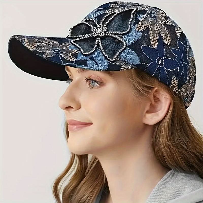 Women's Mesh Baseball Cap with Sequin Butterfly – Lightweight, Adjustable