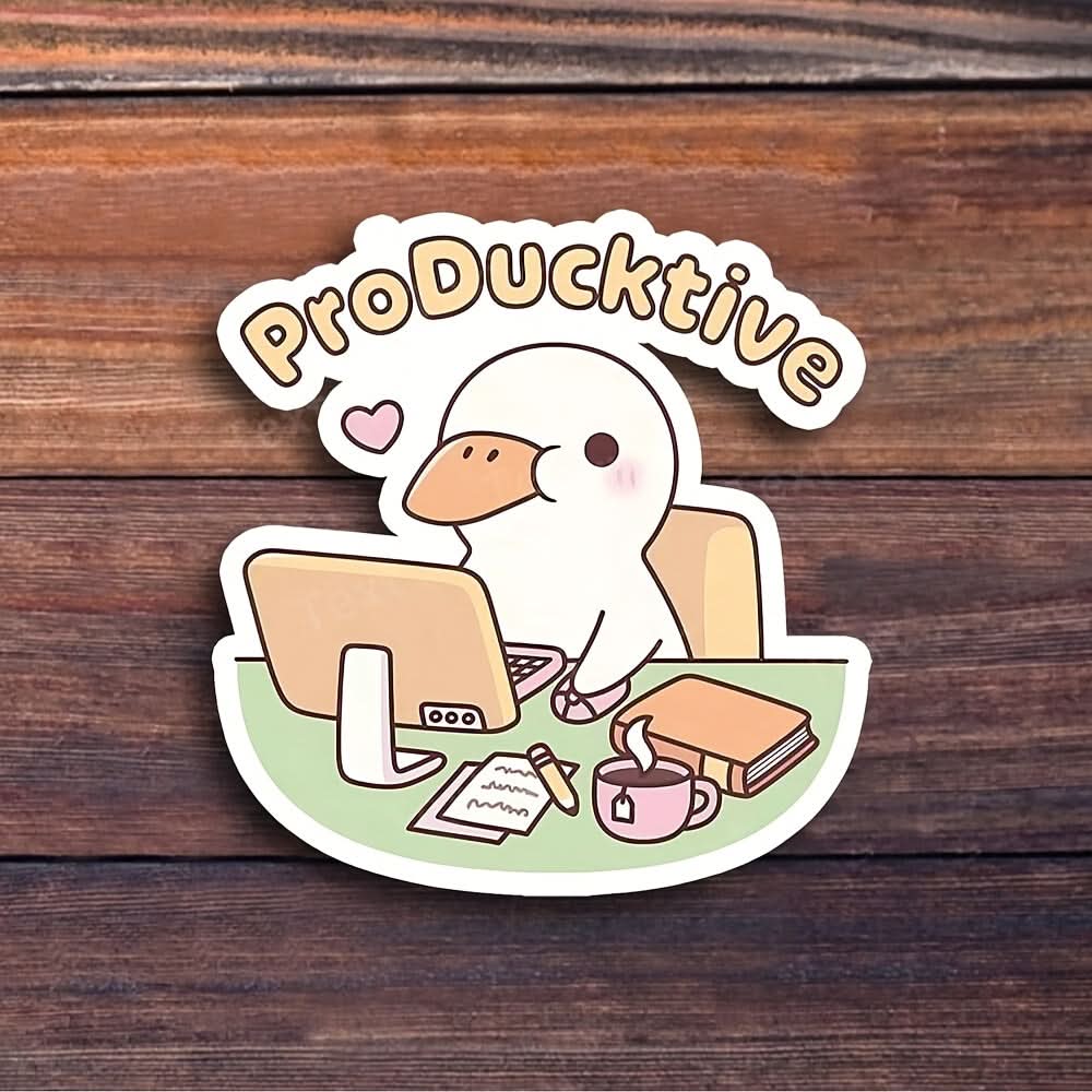 Funny Duck Sticker – Glossy Animal Print Decal for Laptop, Water Bottle & Workspace
