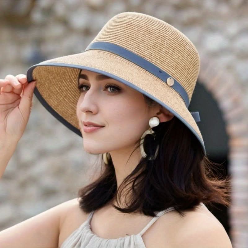Women’s Luxury Straw Sun Hat – Close Weave, Breathable, UV Protection