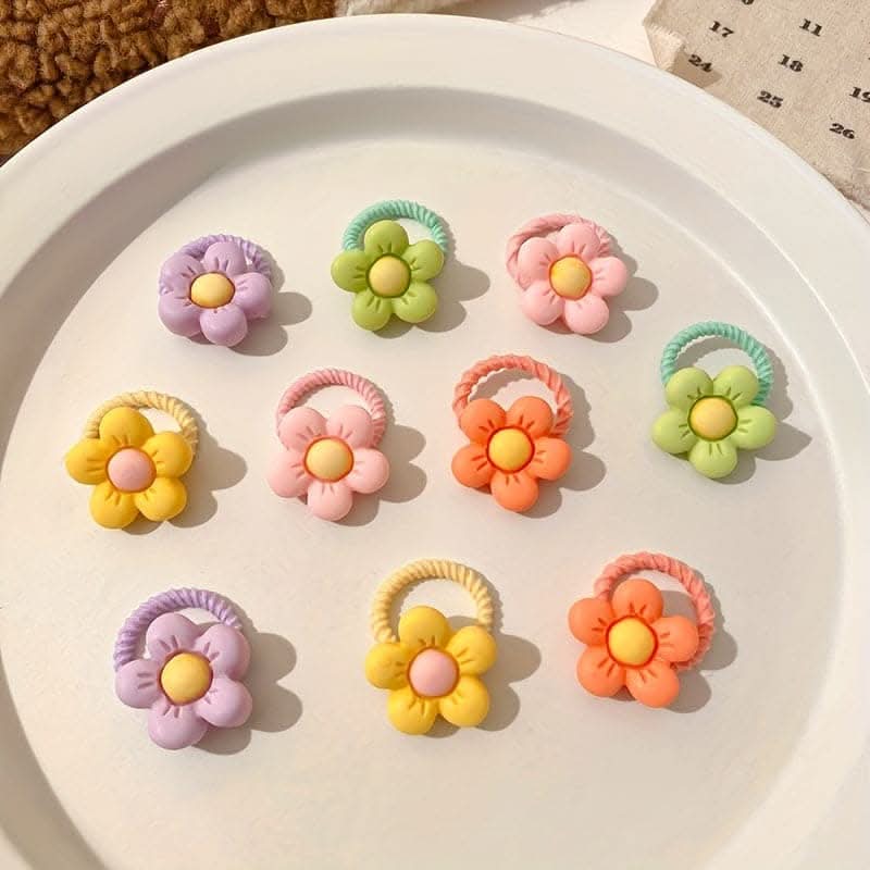 10pcs Cute Flower Decorative Hair Band Hair Accessories, Girls Christmas Gift