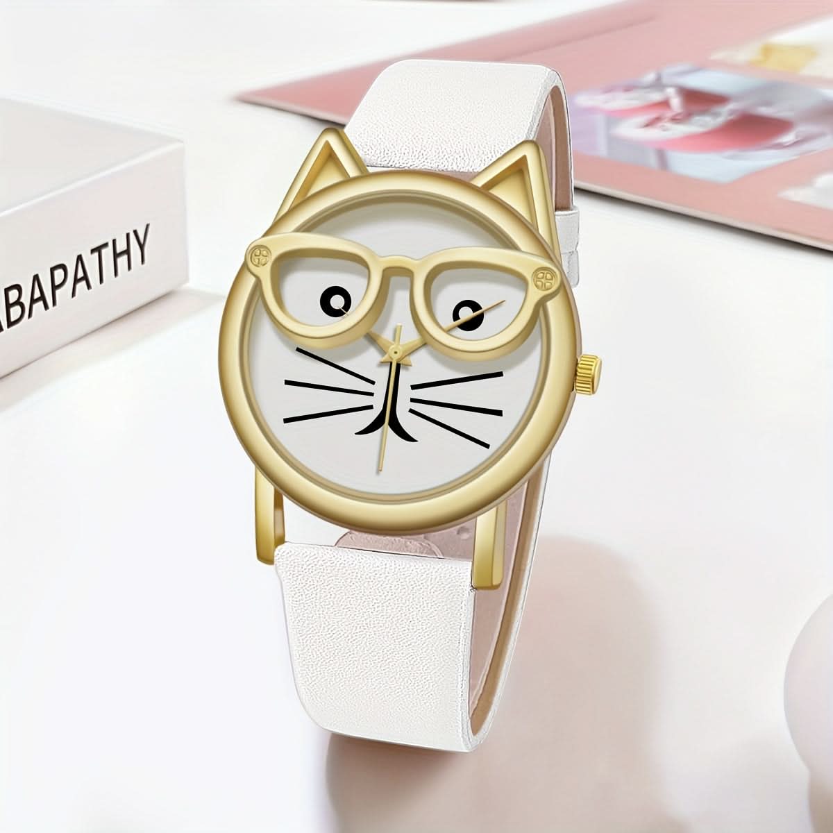 Cute Cat Minimalist Quartz Watch - Faux Leather Strap