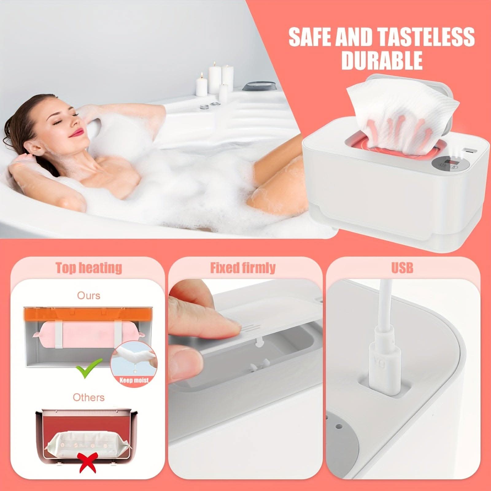 2pcs Portable USB Diaper Wipe Warmer