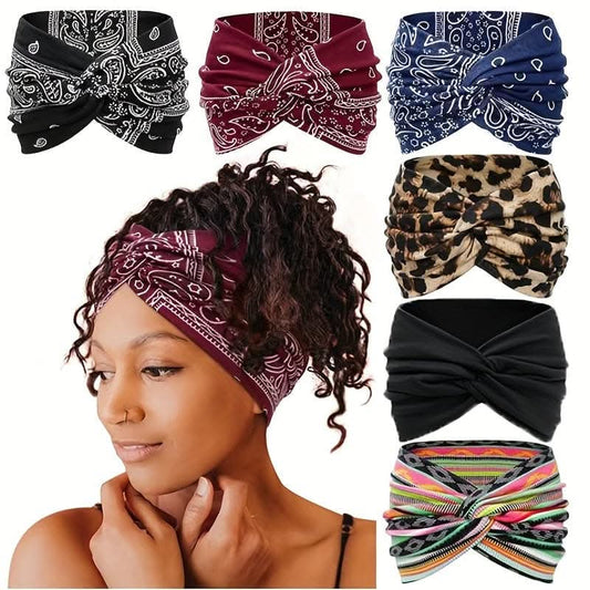 Elegant Leopard Print Knitting Sports Headband – Stretchy & Sweat-Absorbing