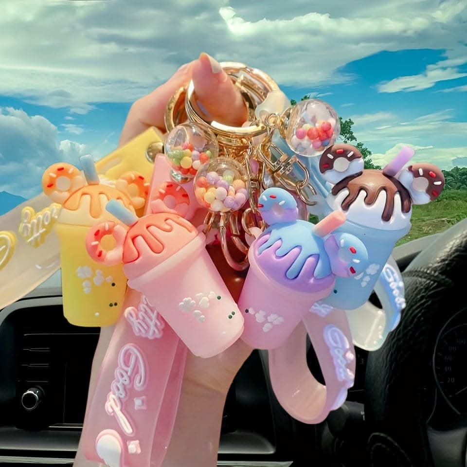 Cute Candy Color Ice Cream Cup Keychain – Silicone