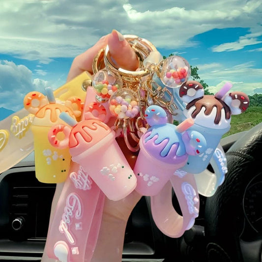 Cute Candy Color Ice Cream Cup Keychain – Silicone