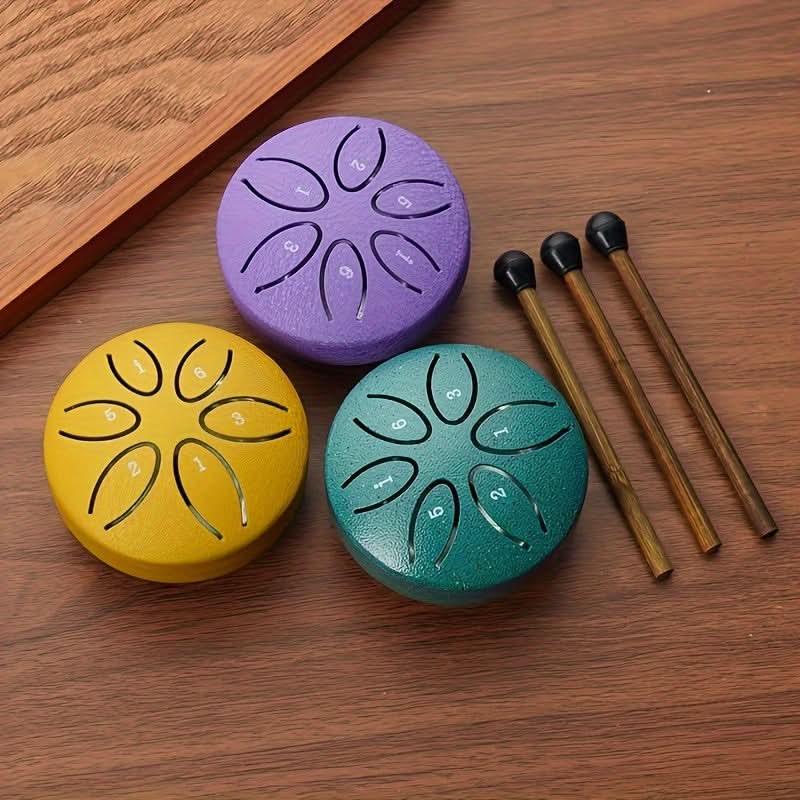 Mini Steel Tongue Drum – 3-Inch 6-Tone Handheld Percussion Instrument