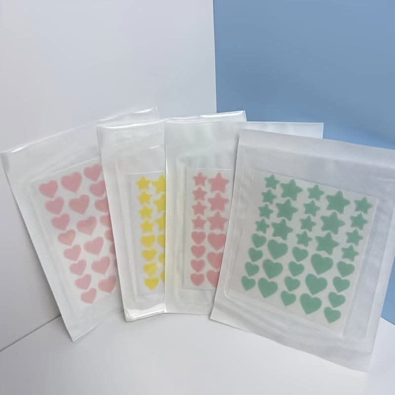 Single Pack of 40 Colorful Star & Heart Acne Patches - Skin-Safe Hydrocolloid Pimple Stickers