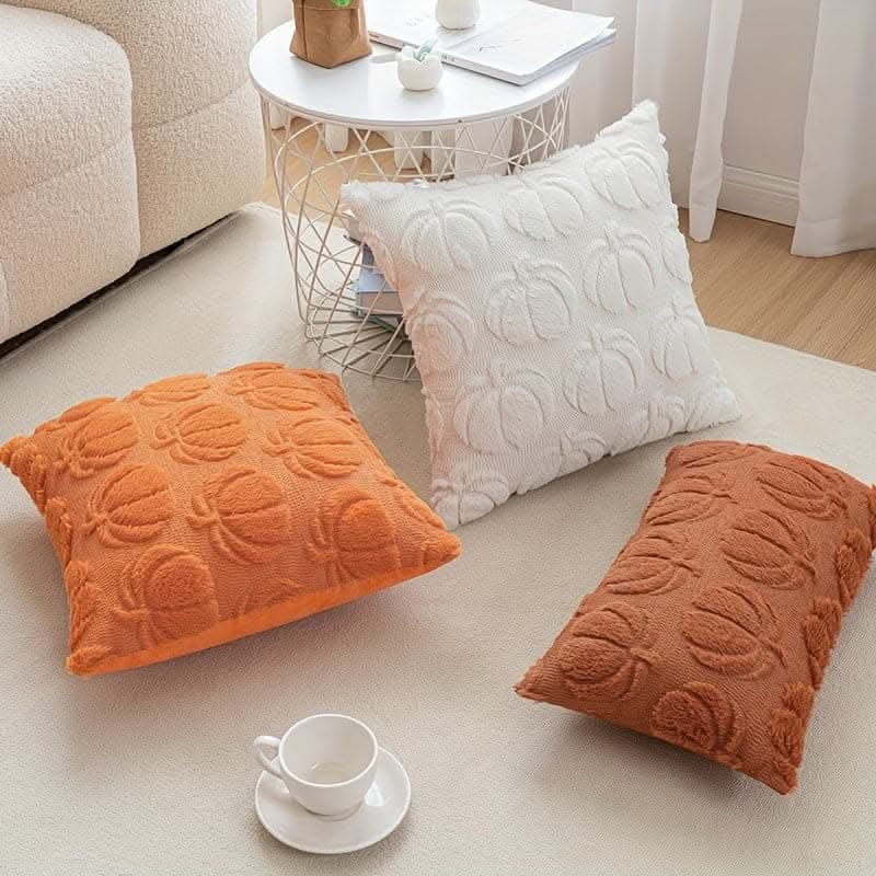 Chic Pumpkin Geometric Wool Cushion Cover