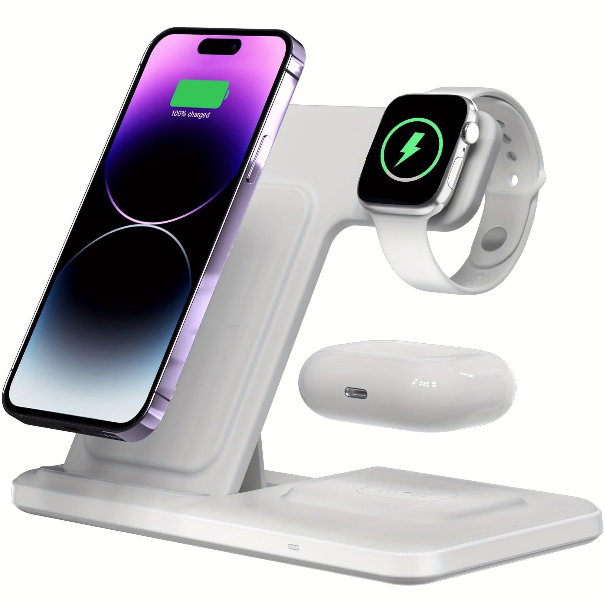3-in-1 Foldable Wireless Charging Station – Fast Charging for iPhone, iWatch, and AirPods