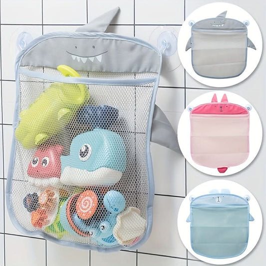 1pc Breathable Toy Storage Bag for Bathroom, Gray Polyester Toy Organizer