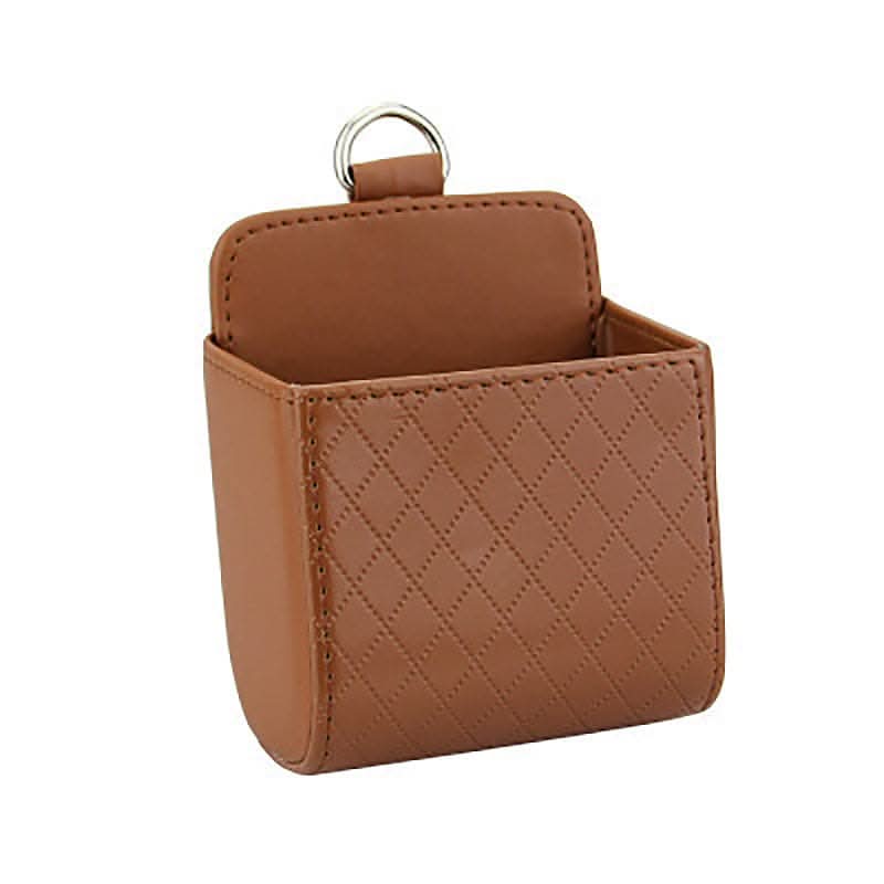 PU Leather Car Air Vent Phone Holder & Storage Pouch