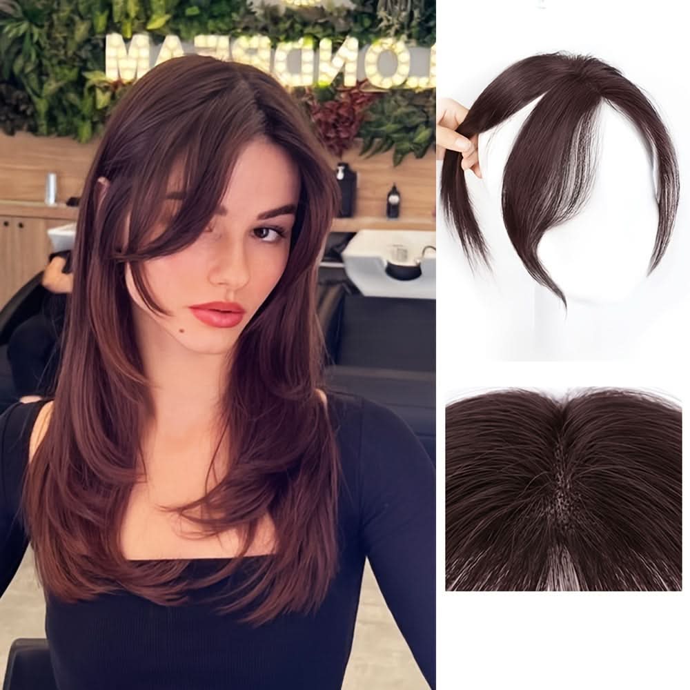 Synthetic Partial Curtain Bangs Hair Piece – Volume & Gray Coverage
