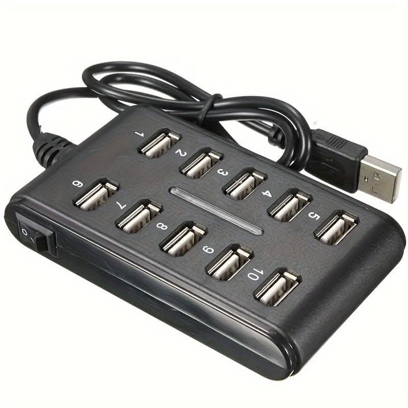 Portable General Purpose USB Hub with Switch – 10-Port Design