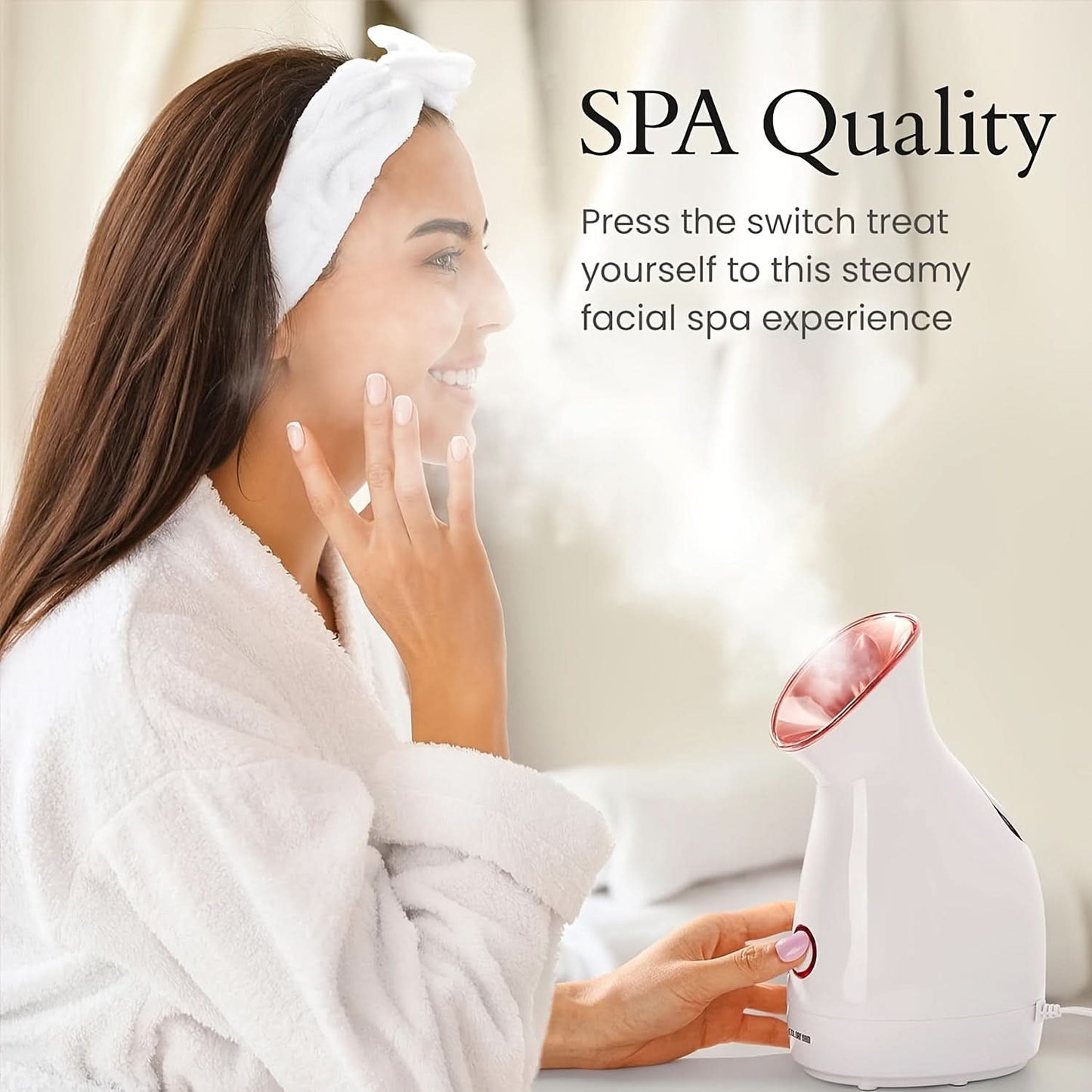 Nano Ionic Facial Steamer for Women – Home Spa Kit with Acne Tools & Headband