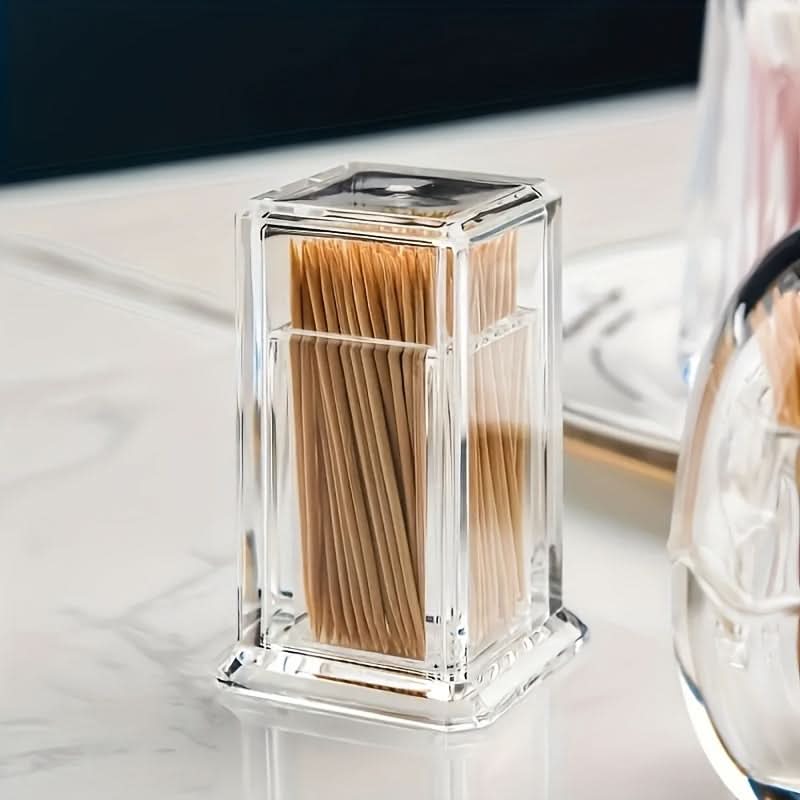 Clear Acrylic Toothpick Dispenser – Durable Square Holder