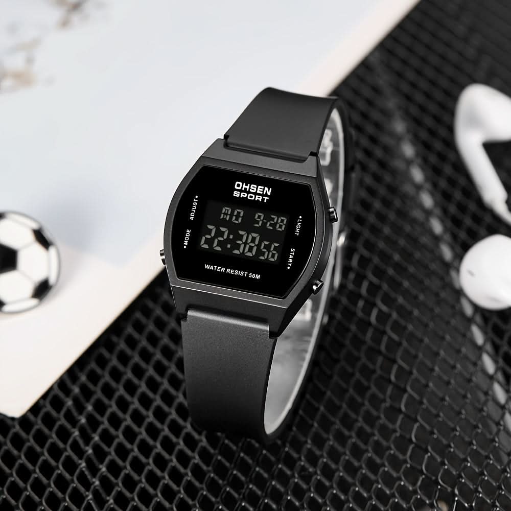 Women’s Digital Sports Watch – Luminous Display, Square Zinc Alloy Case, Silicone Strap