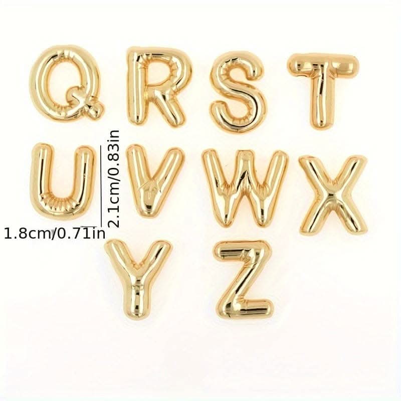 Chunky Golden Alphabet Balloon Pendant Necklace – Stainless Steel