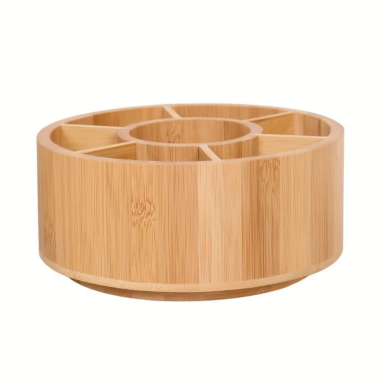 Bamboo Rotating Desktop Storage Box – Pen Holder for Office