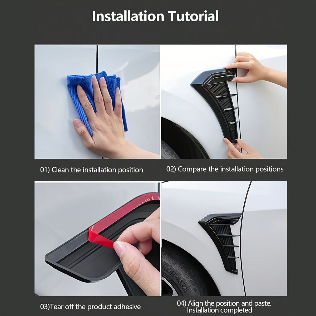 Universal Car Fender Decorative Stickers – High-Gloss Resin Side Vent Labels