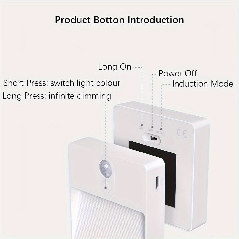 RGB Motion Sensor Night Light - USB Rechargeable LED Wall Lamp