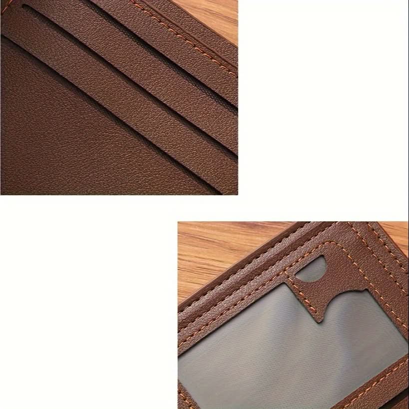 Men's Short Wallet with Money Clip – Casual Lychee Pattern