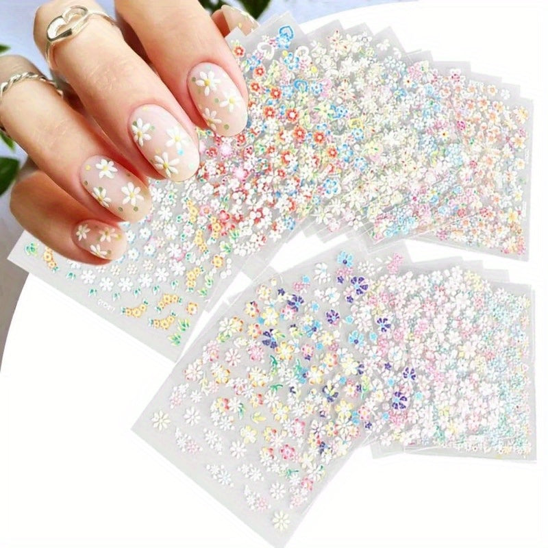30 Sheets 3D Self-Adhesive Nail Art Stickers – Floral, Heart & Bow Designs for DIY Gel & Acrylic Nails