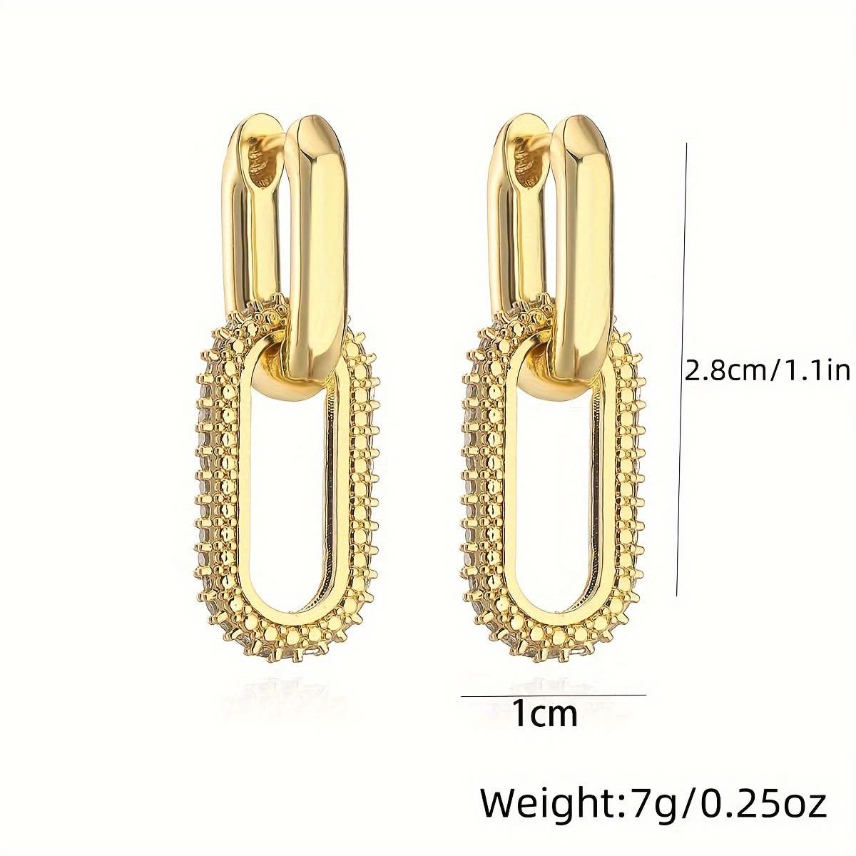 Chain Earrings with Luxurious Golden Plating