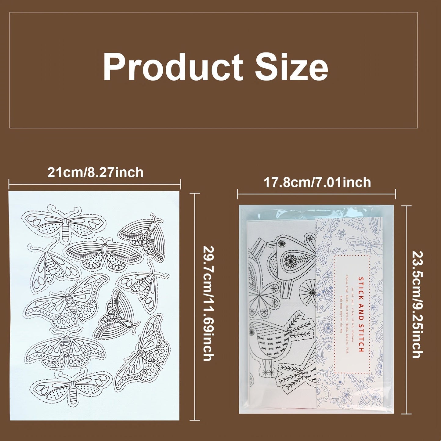 Embroidery Transfer Paper Kit – Water Soluble Stitch & Sew Set with Pre-Printed Patterns