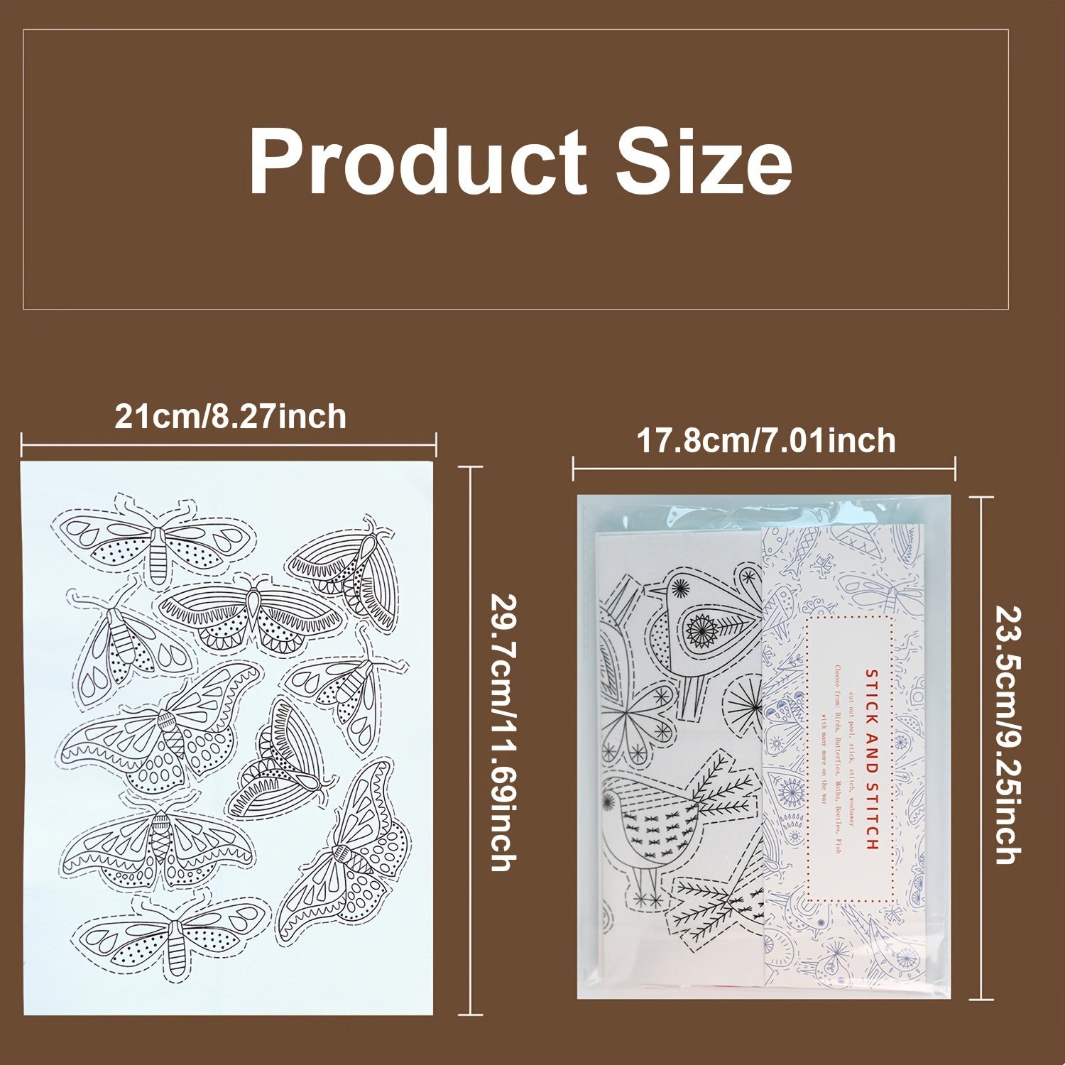 Embroidery Transfer Paper Kit – Water Soluble Stitch & Sew Set with Pre-Printed Patterns