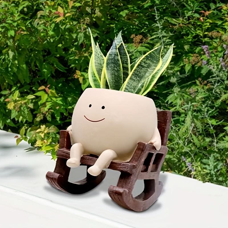 Smiling Face Resin Planter Pot – Rocking Chair Flowerpot