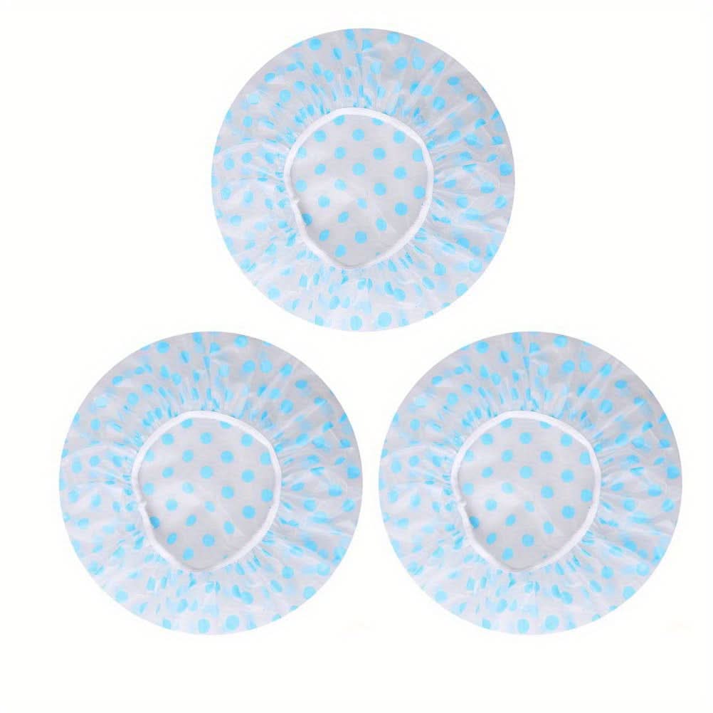 3 Pcs Reusable Waterproof Shower Caps with Floral Print