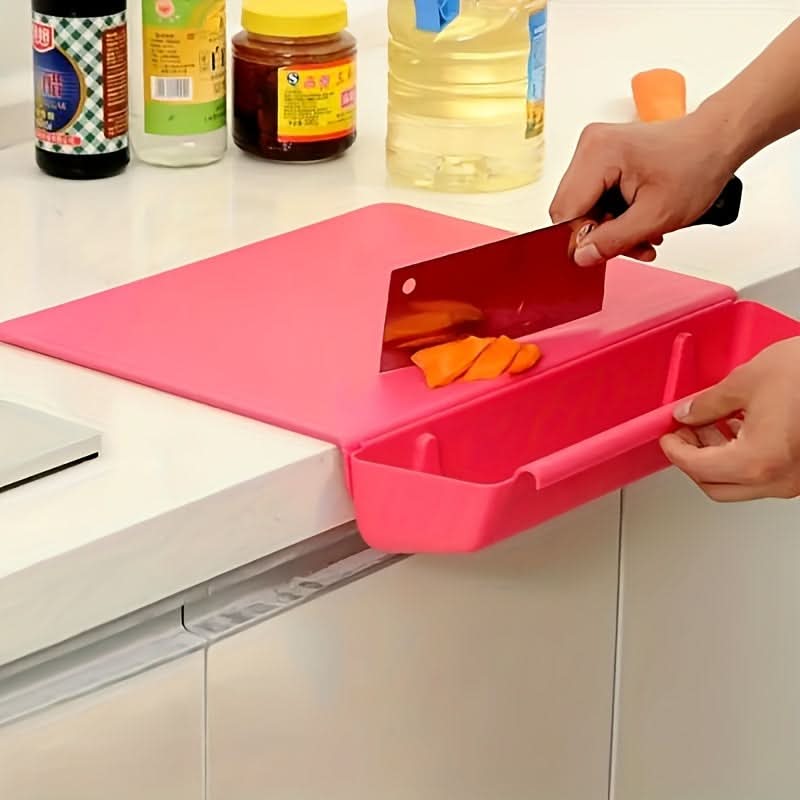 2-in-1 Non-Slip Cutting Board with Built-In Food Container