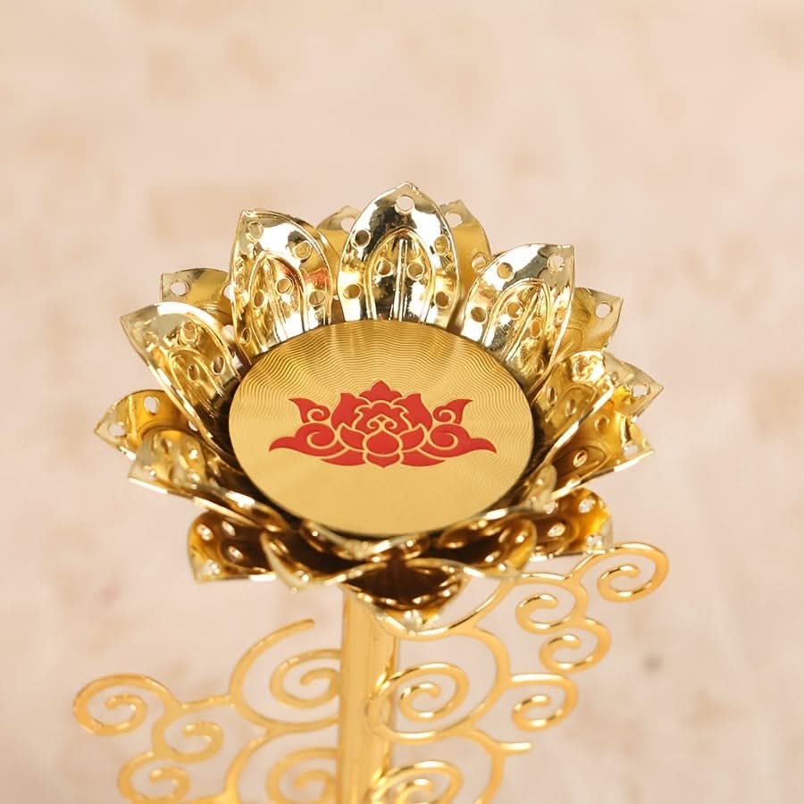 Exquisite Lotus Metal Candlestick Holder for Home & Prayer