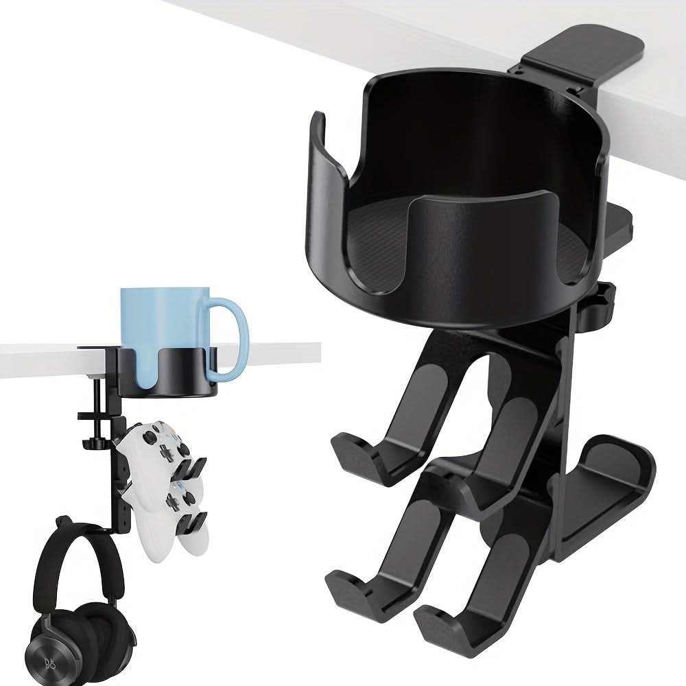 3-in-1 Under Desk Clamp Headphone Stand